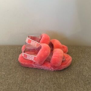 Ugg Fuzz Yeah Pink Slide On Slippers Size 8